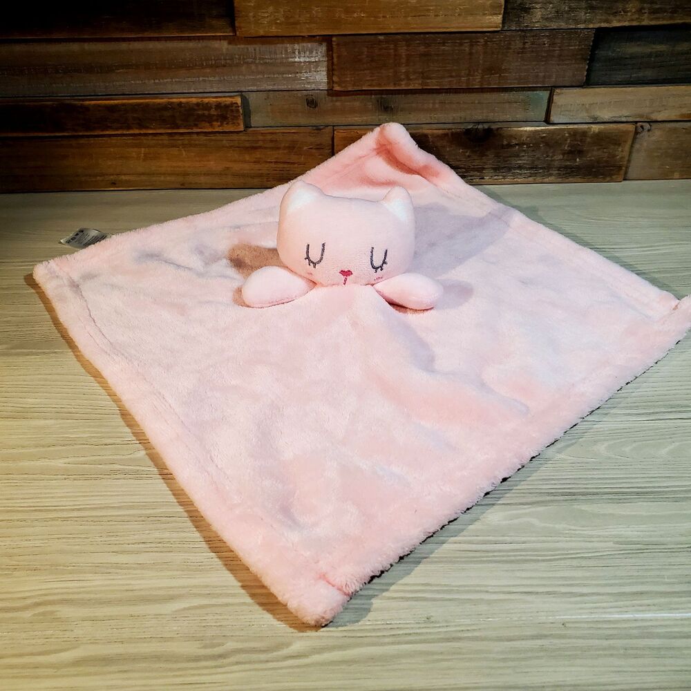 Bon Bebe Pink Sleeping Kitty Cat Kitten Plush 12" Lovey Baby Security Blanket